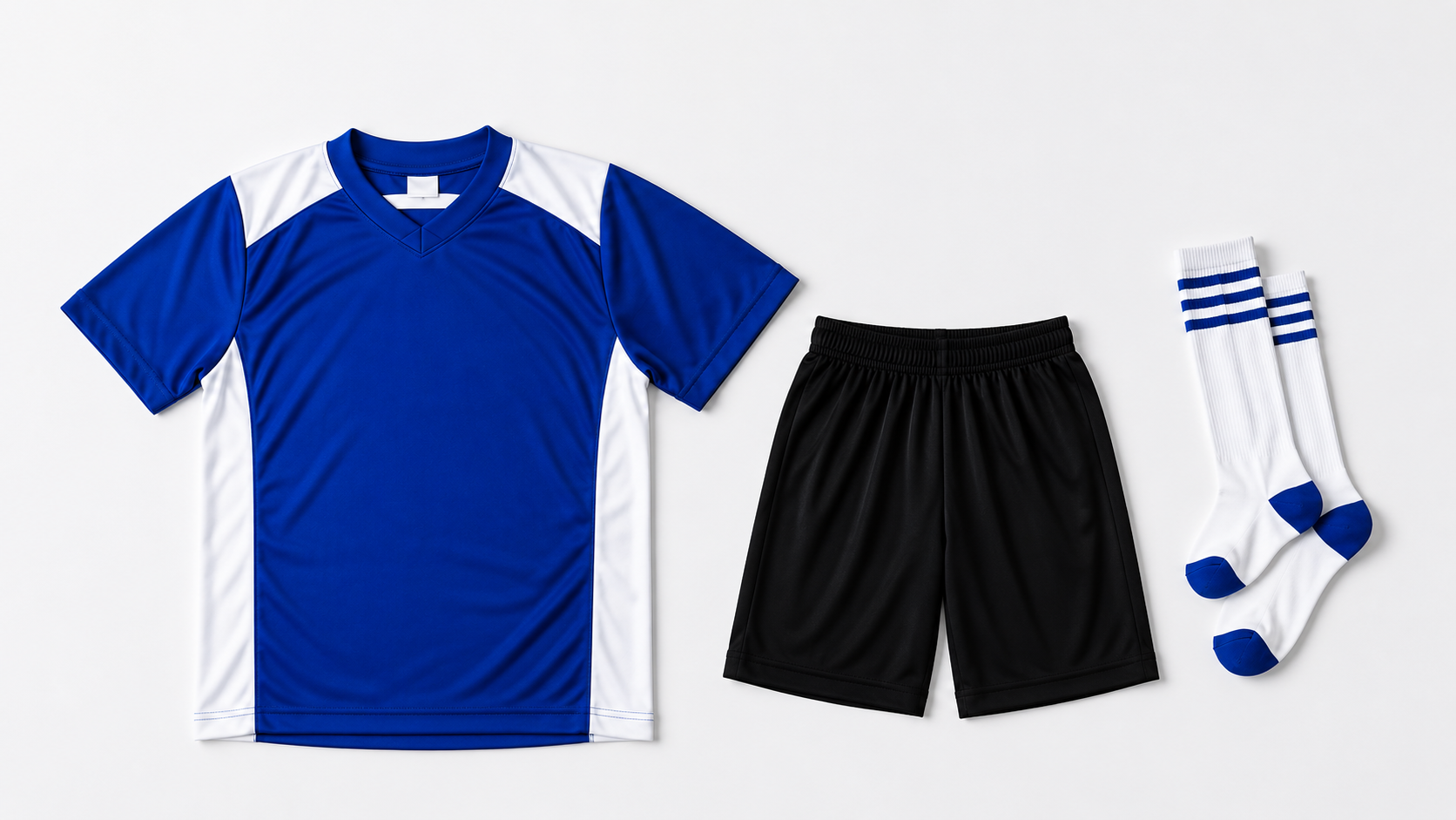 Custom soccer uniform with shorts and sports socks